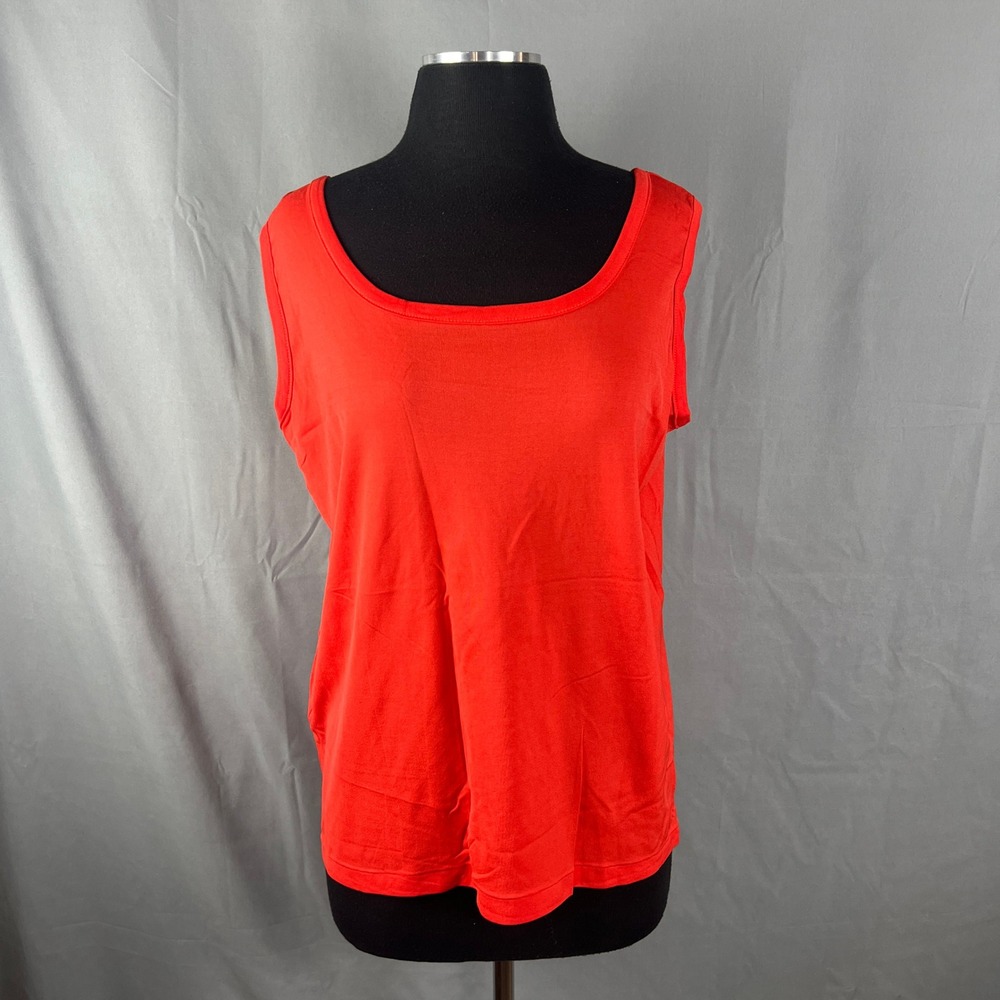Vintage Spiegel Tank Top Women 42 Vibrant Red Nylon Wide Strap Sleeveless Summer